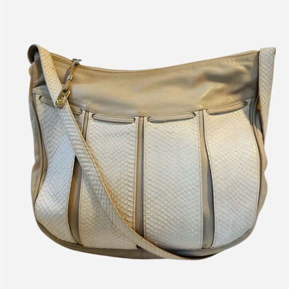 Gucci white snakeskin and beige leather large shoulder bag - Picture 5 of 14